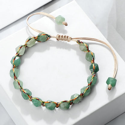 Cut Surface Gemstone Braided Bracelet