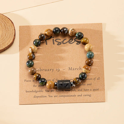 12 Constellation Natural Stone Beads Bracelets