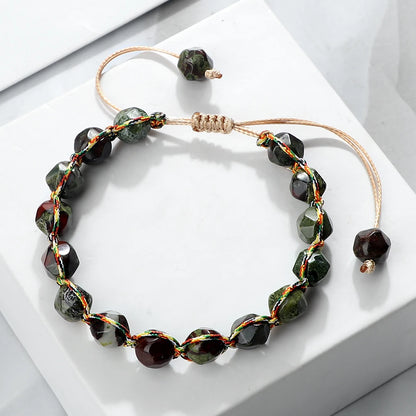 Cut Surface Gemstone Braided Bracelet