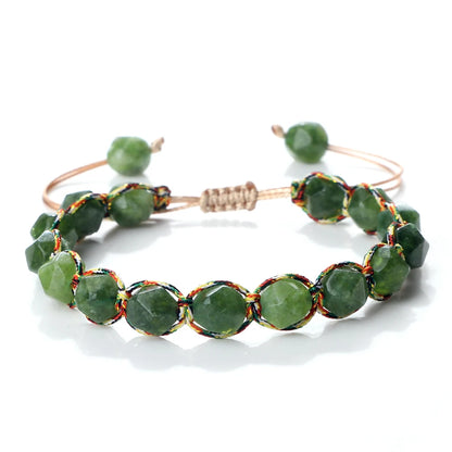 Cut Surface Gemstone Braided Bracelet