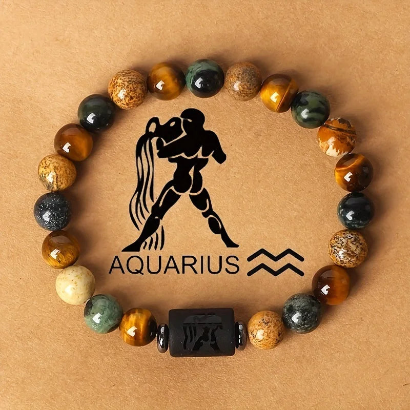 12 Constellation Natural Stone Beads Bracelets