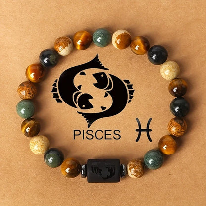 12 Constellation Natural Stone Beads Bracelets